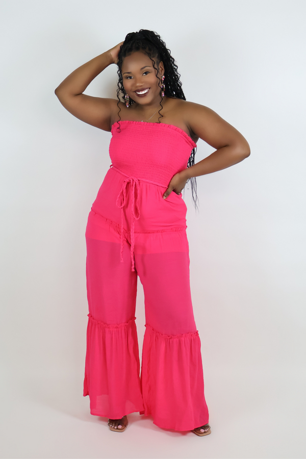 KEEP IT COMING JUMPSUIT - FUCHSIA