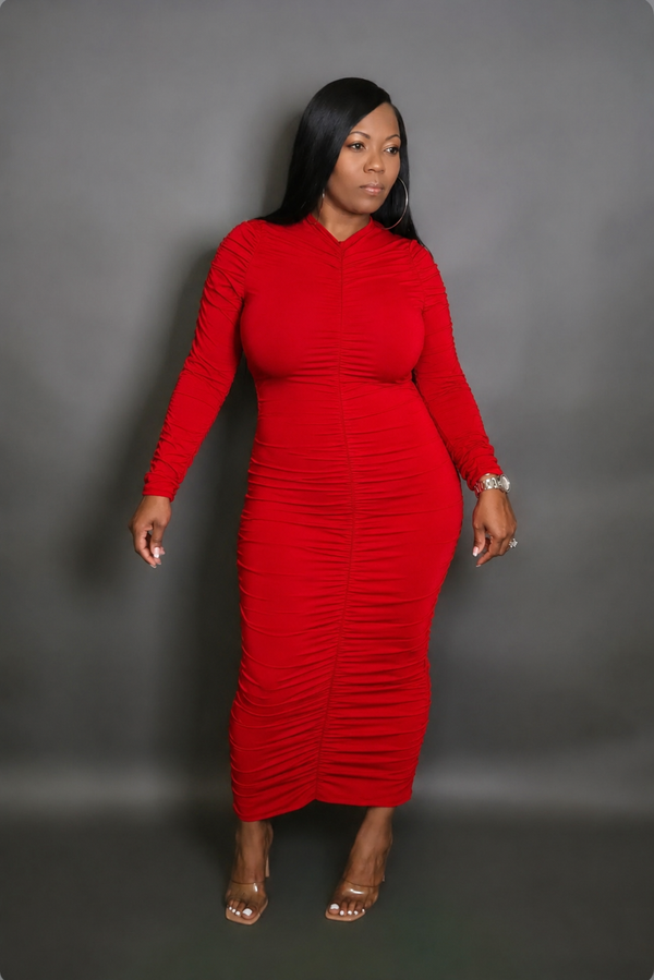 must be love ruched midi dress Plus Size Sultry Nights Ruched Midi Dress