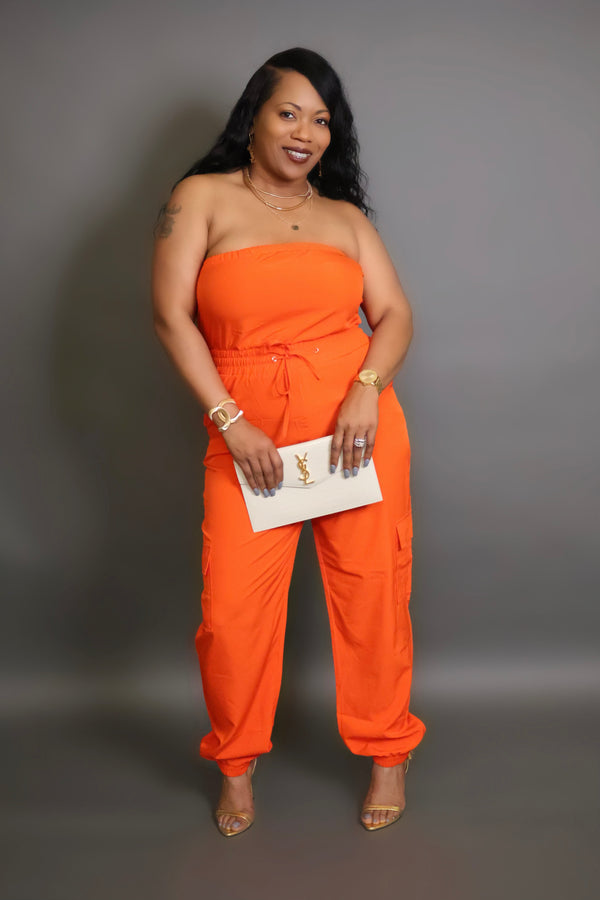 TOTALLY TAKEN JUMPSUIT- ORANGE