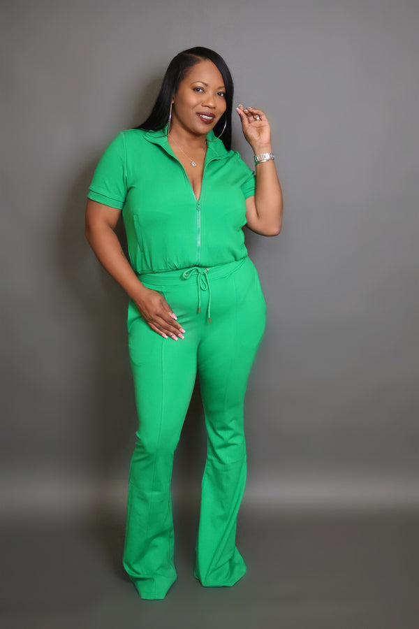 PLAYING IT SAFE PANTS SET- GREEN