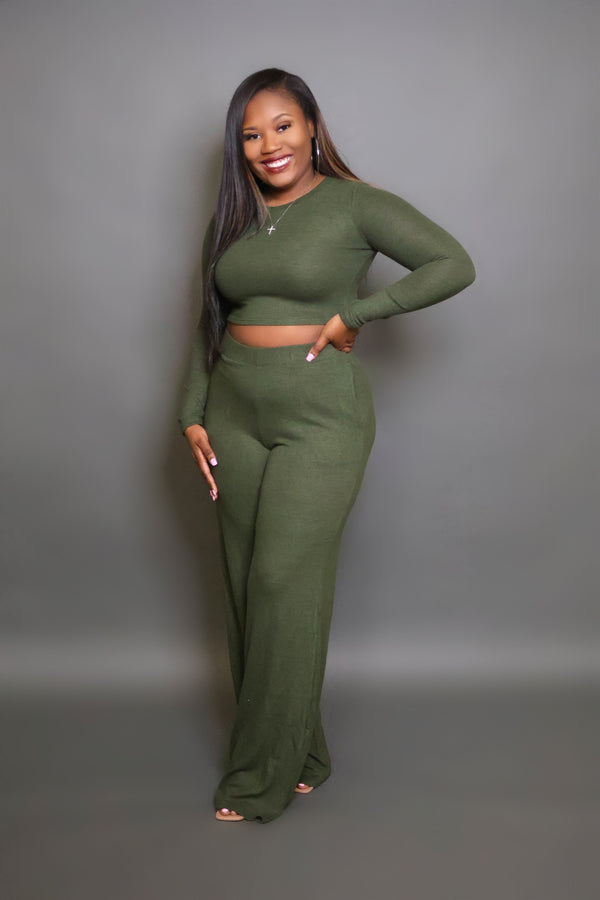 POPULAR DEMAND PANTS SET -OLIVE