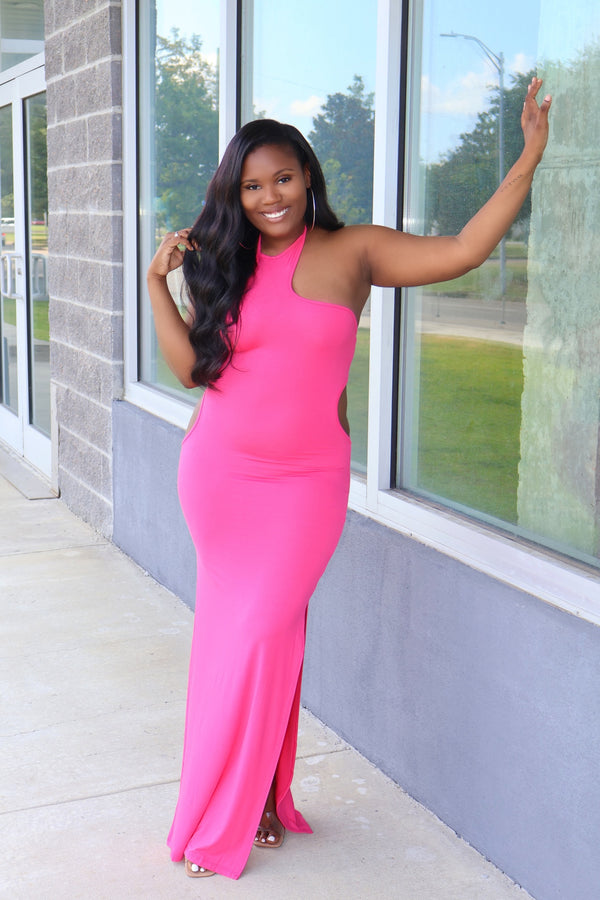 DEMAND ATTENTION MAXI DRESS - PINK