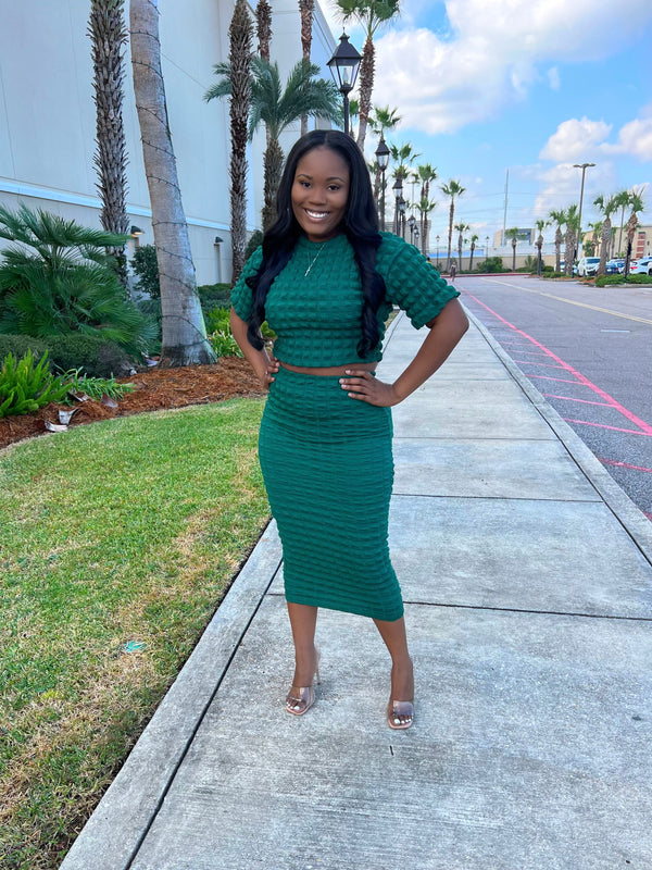 EMERALD TWO PIECE SKIRT SET