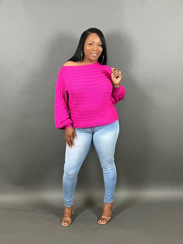 NOW OR NEVER OFF SHOULDER SWEATER - ORCHID
