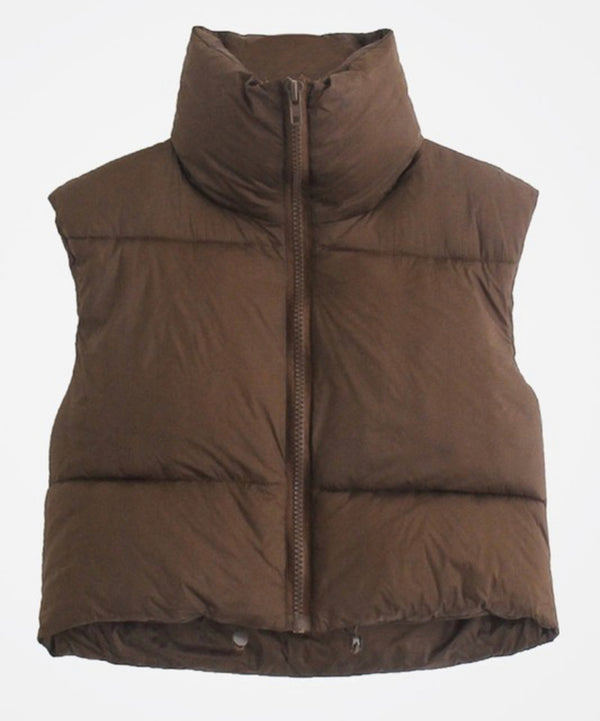 LAUREN PUFFER VEST - BROWN