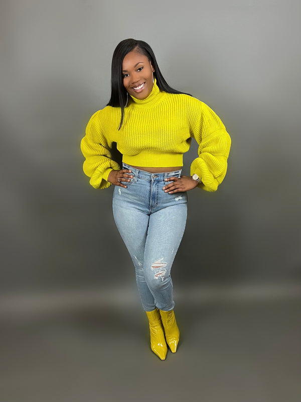 LONDON PUFF SLEEVE SWEATER - YELLOW